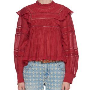 Isabel Marant Etoile 'Viviana' Lace Inset Red Blouse